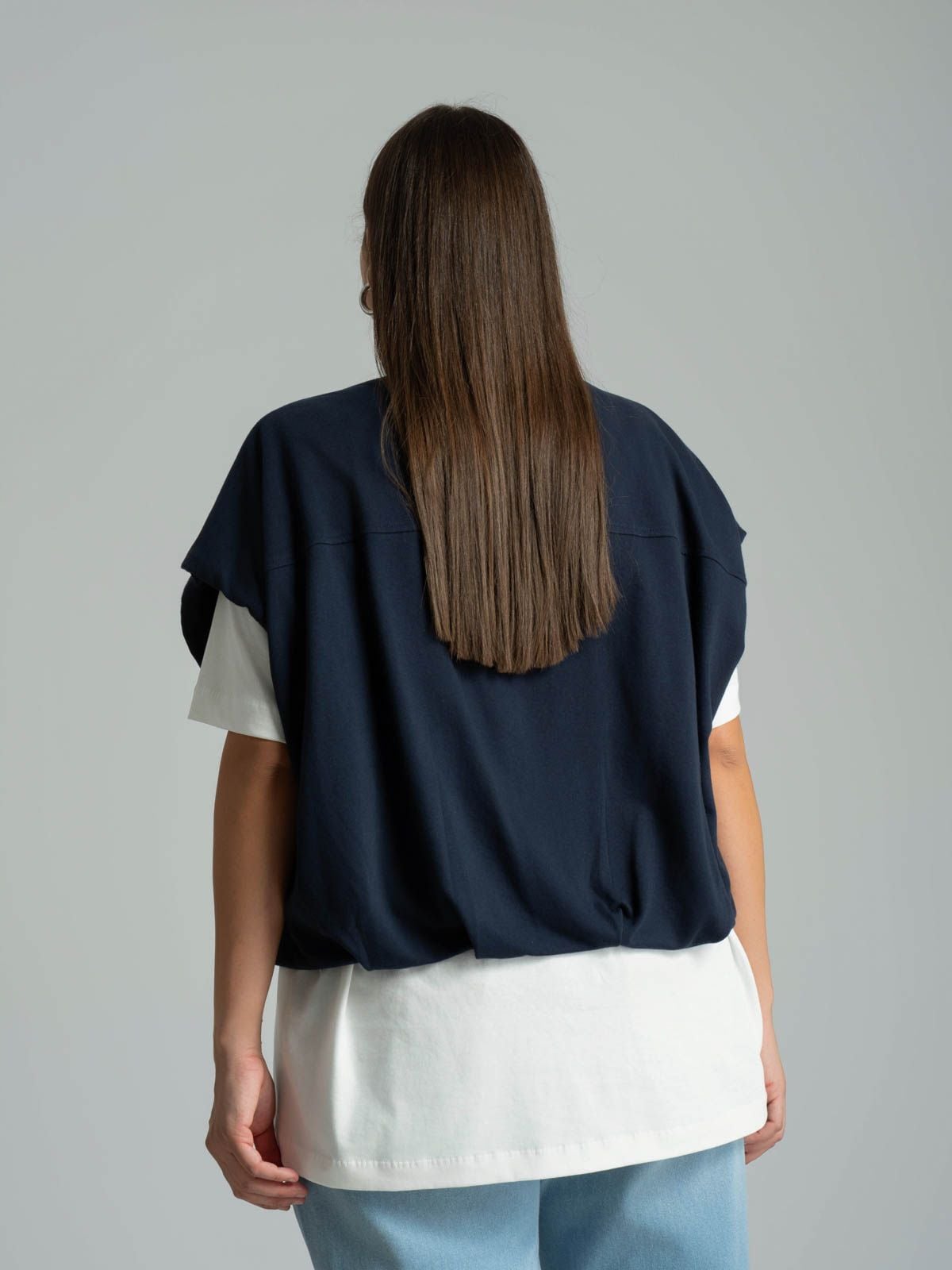 Cotton-blend sleeveless zip sweat jacket