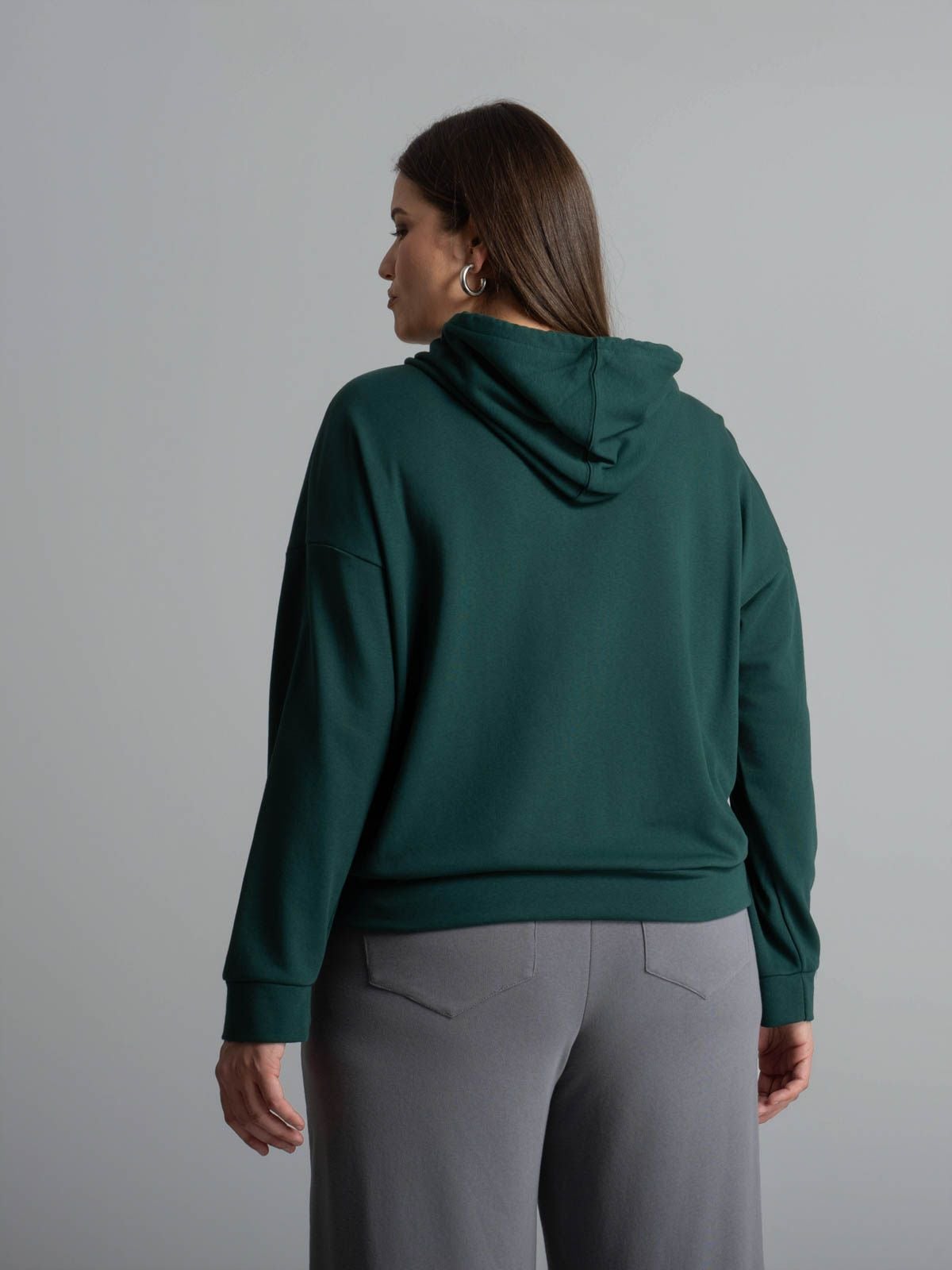 Cotton-blend sweat hooded zip jacket
