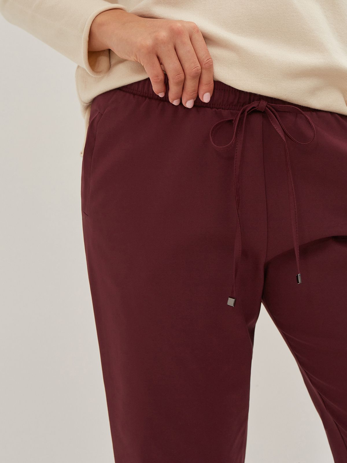 Cotton-blend tapered leg trousers