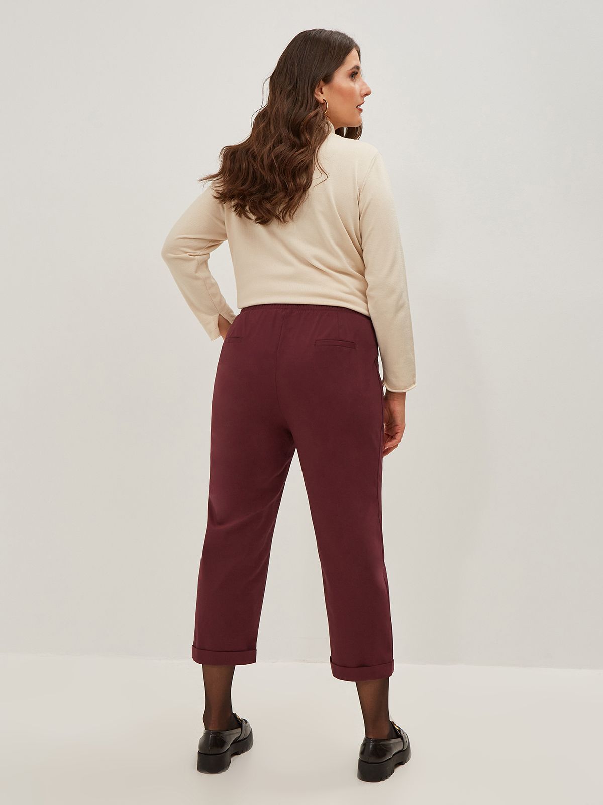 Cotton-blend tapered leg trousers