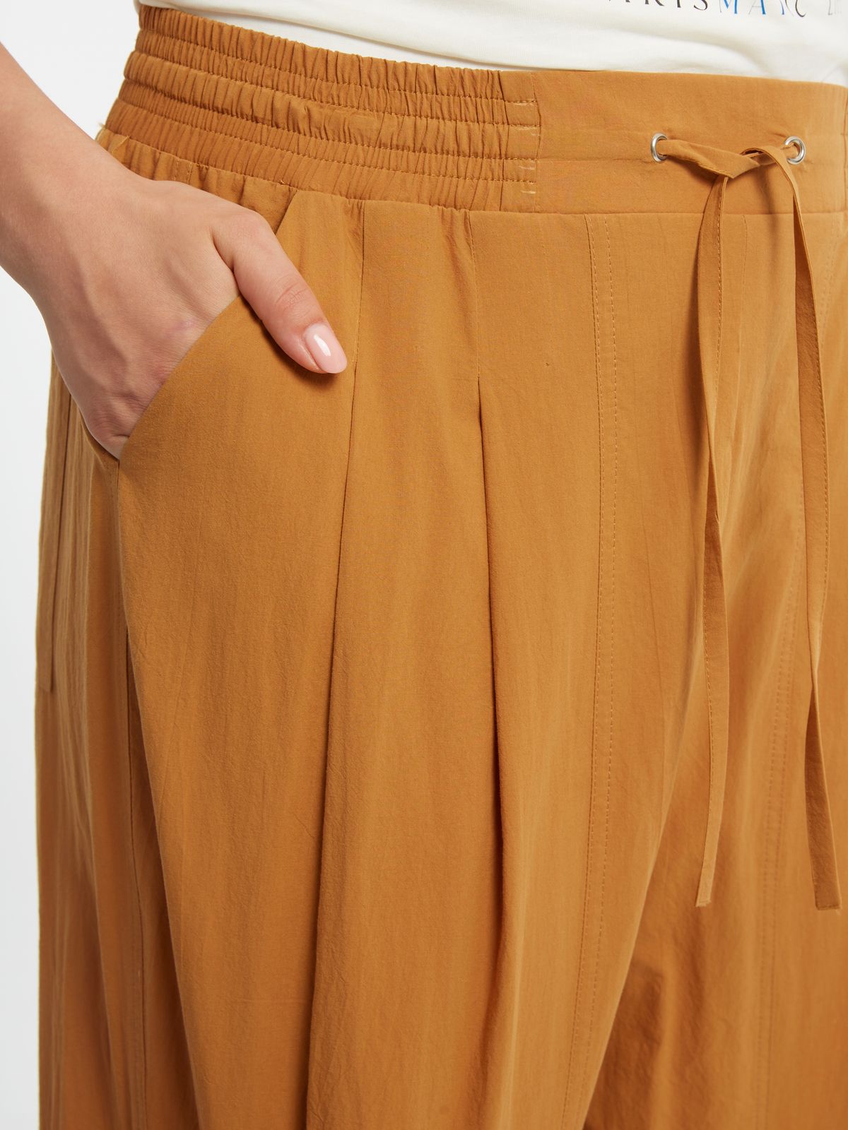 Cotton cropped barrel pants