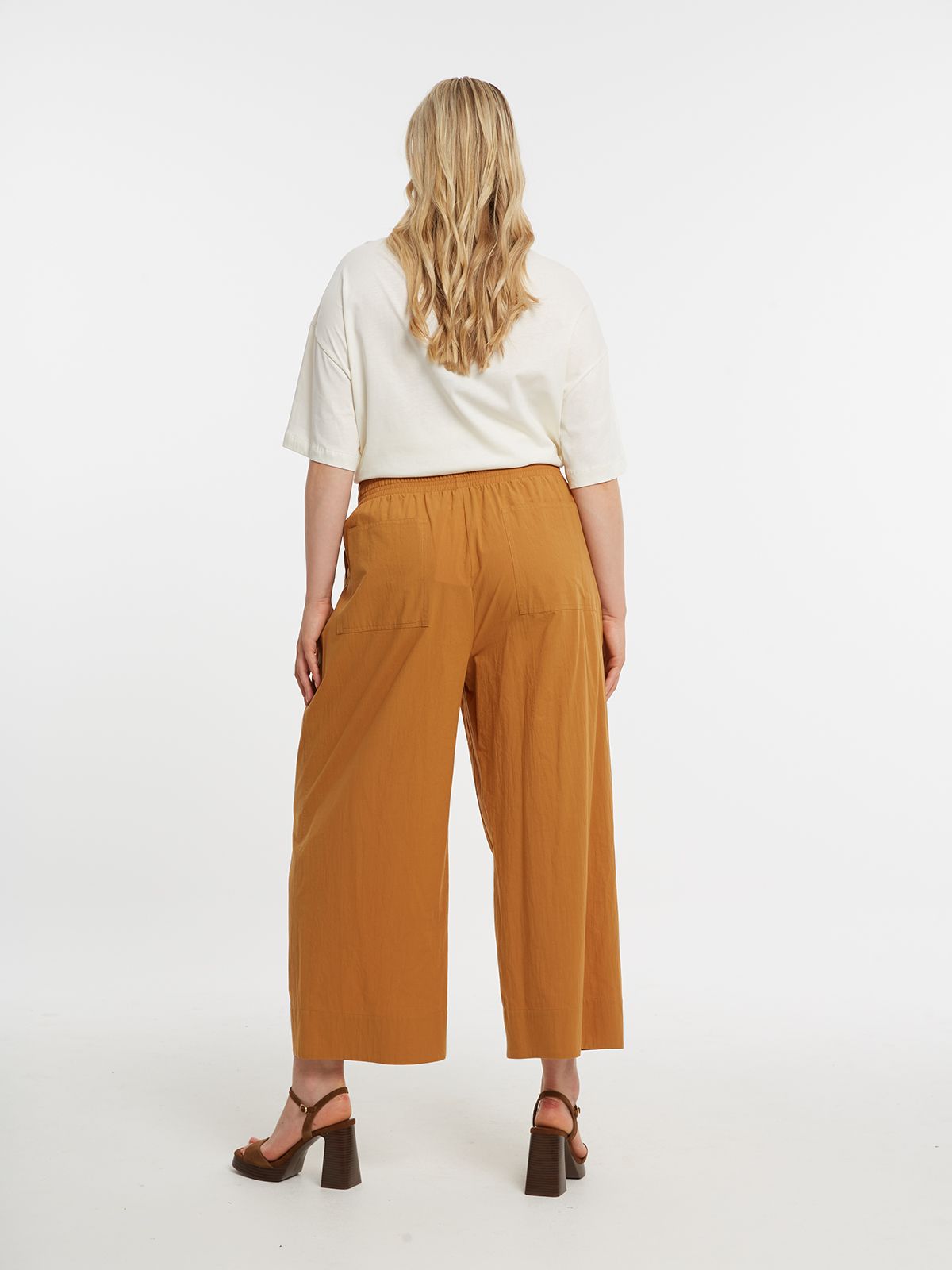 Cotton cropped barrel pants