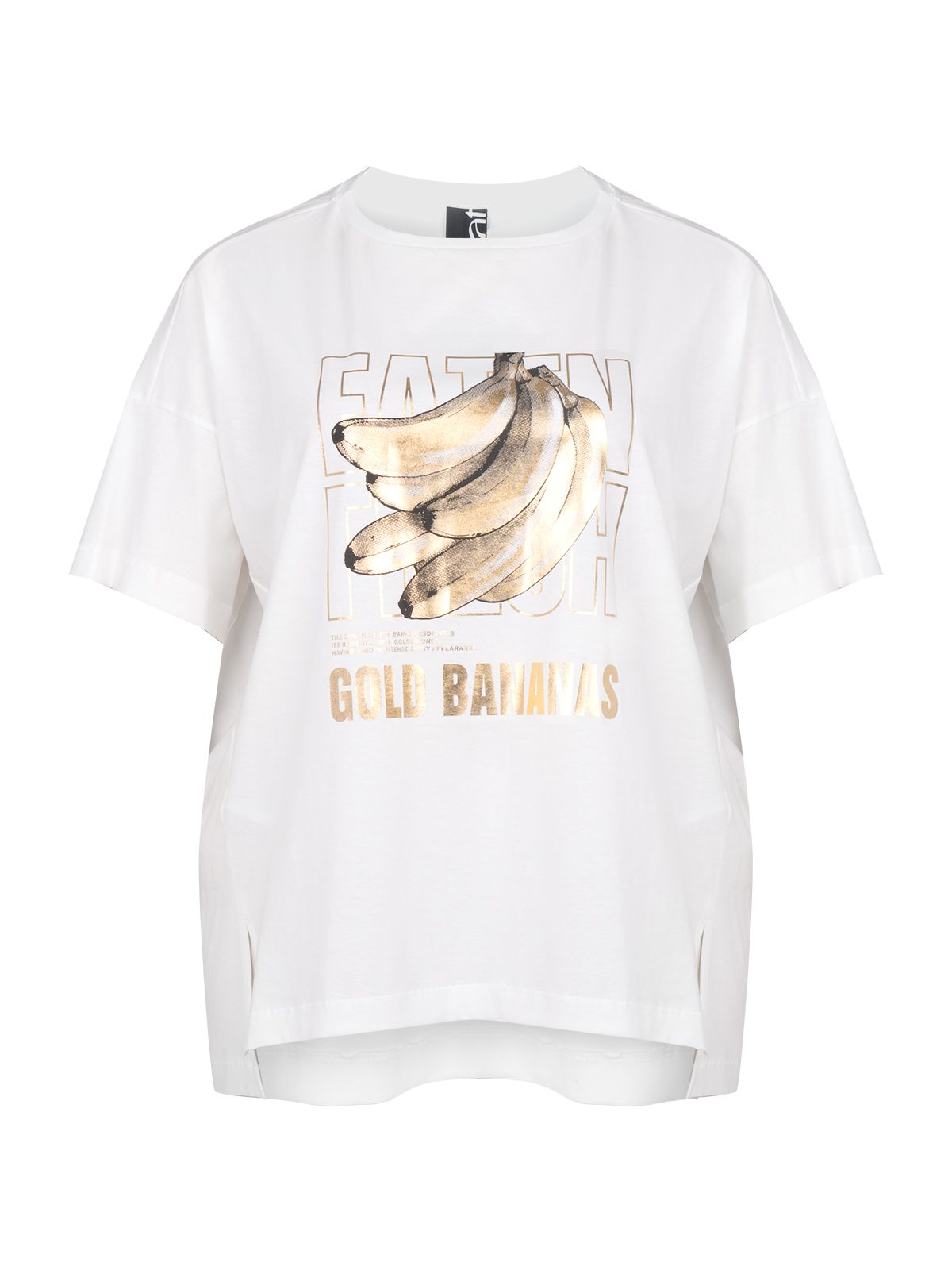 Mat Fashion Βαμβακερό t-shirt με μεταλλιζέ banana print Λευκο
