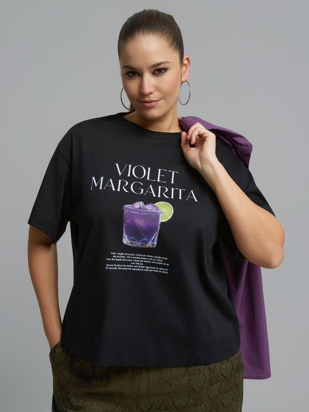 Βαμβακερό t-shirt με στάμπα Violet Margarita