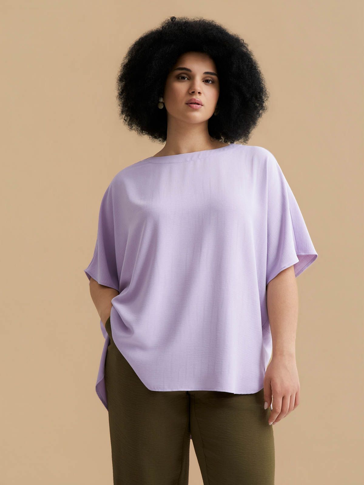 Crepe blouse with dipped back