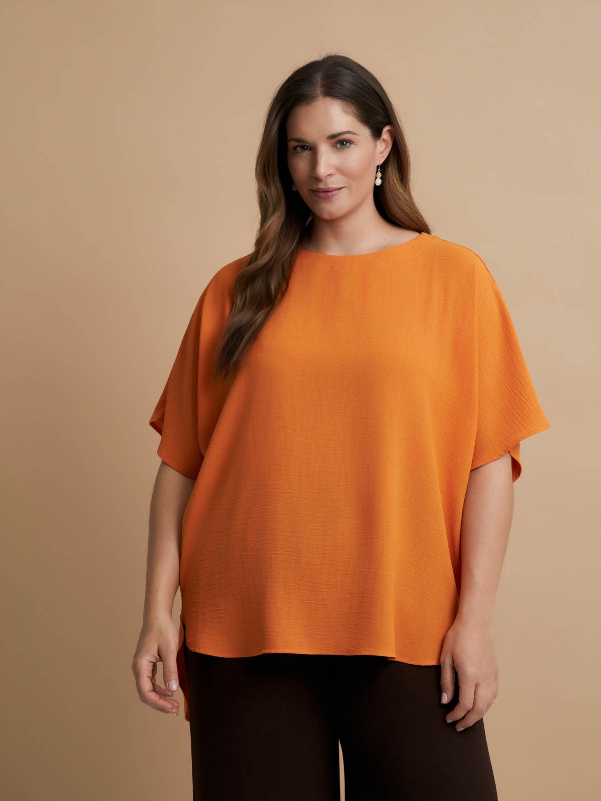 Crepe blouse with dipped back