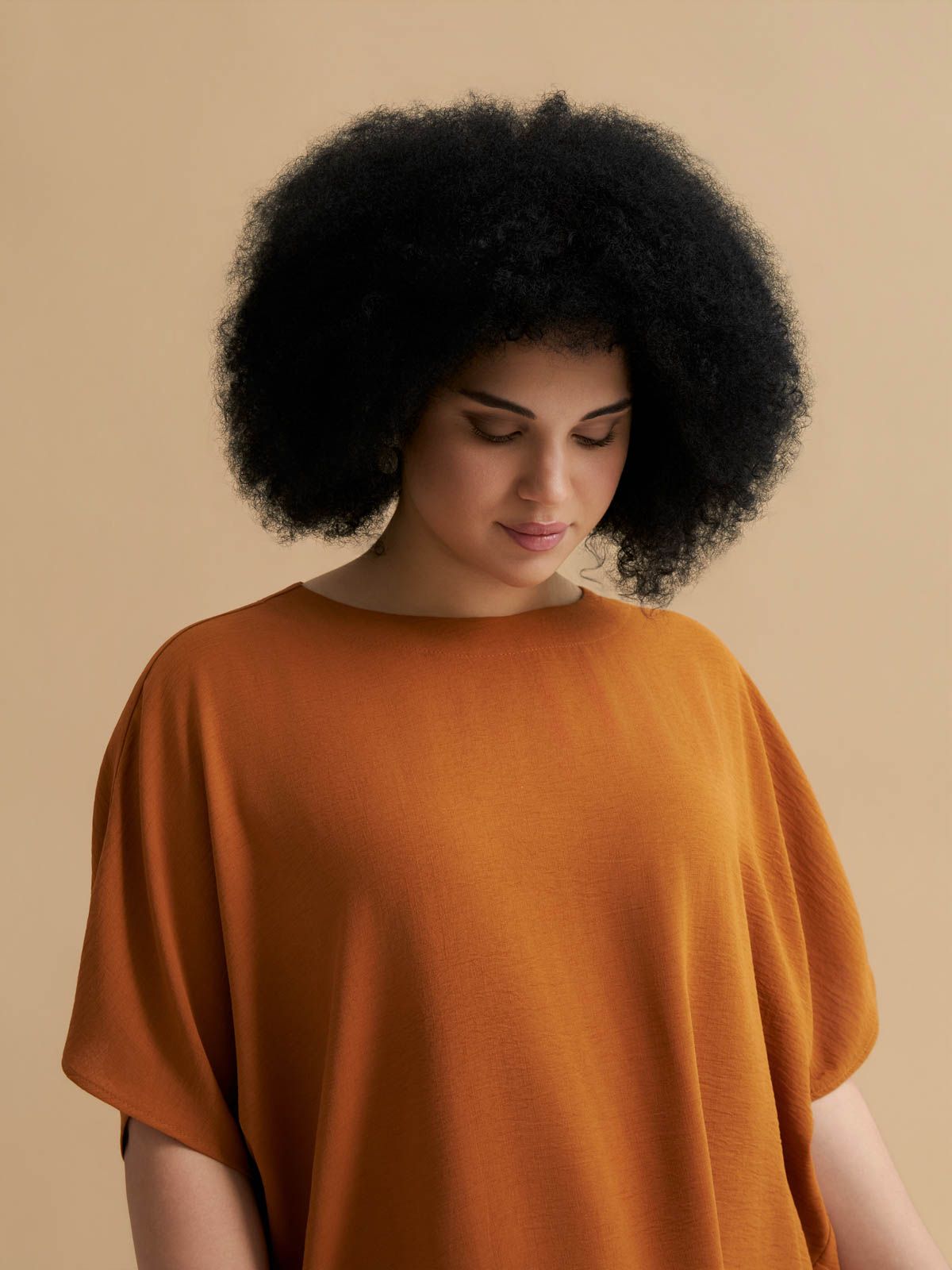 Crepe blouse with dipped back