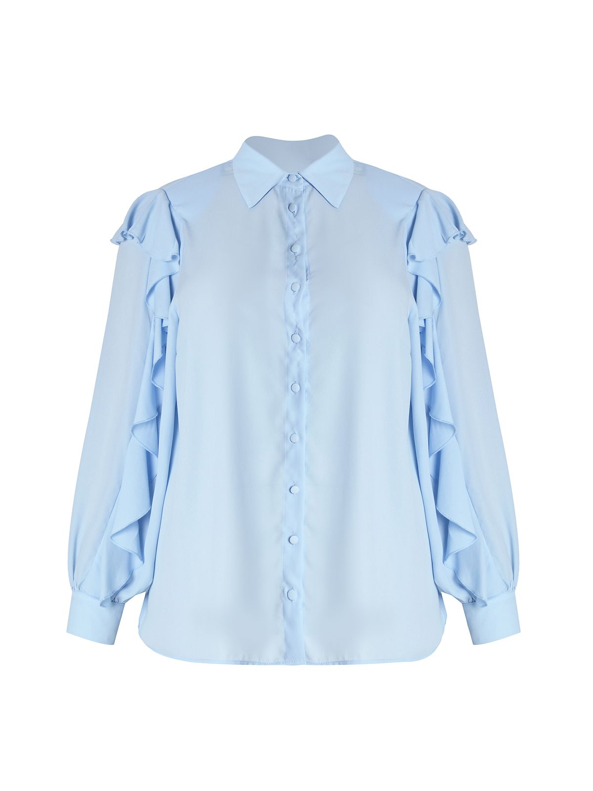 Crepe ruffle-detailed shirt