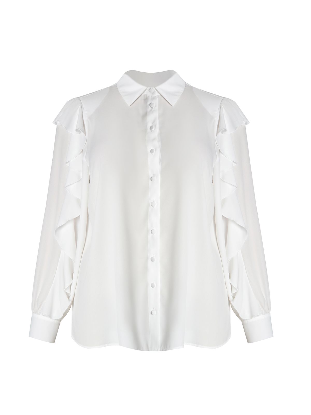 Crepe ruffle-detailed shirt