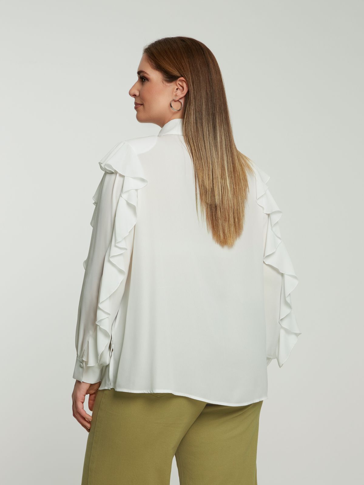 Crepe ruffle-detailed shirt