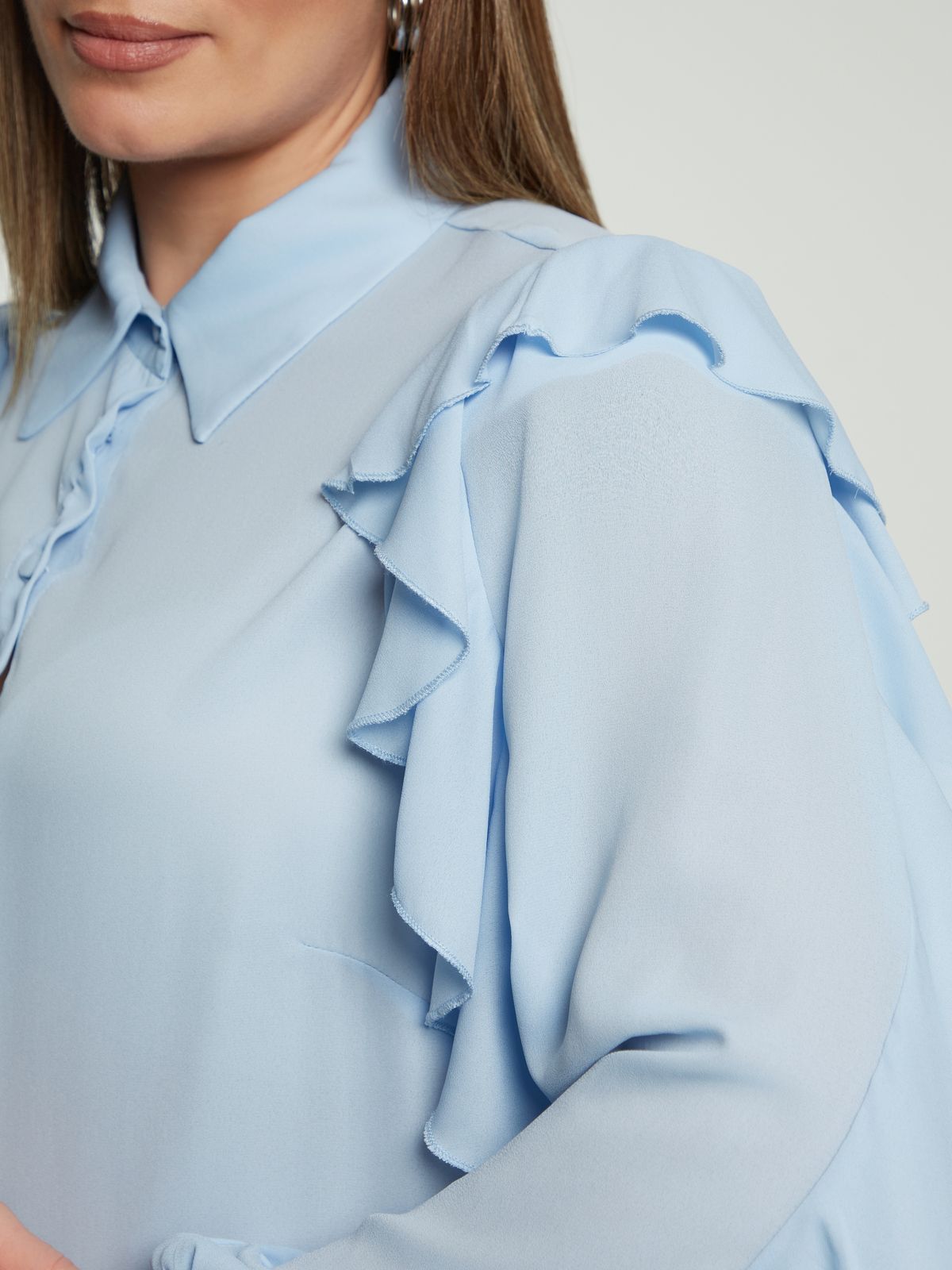 Crepe ruffle-detailed shirt