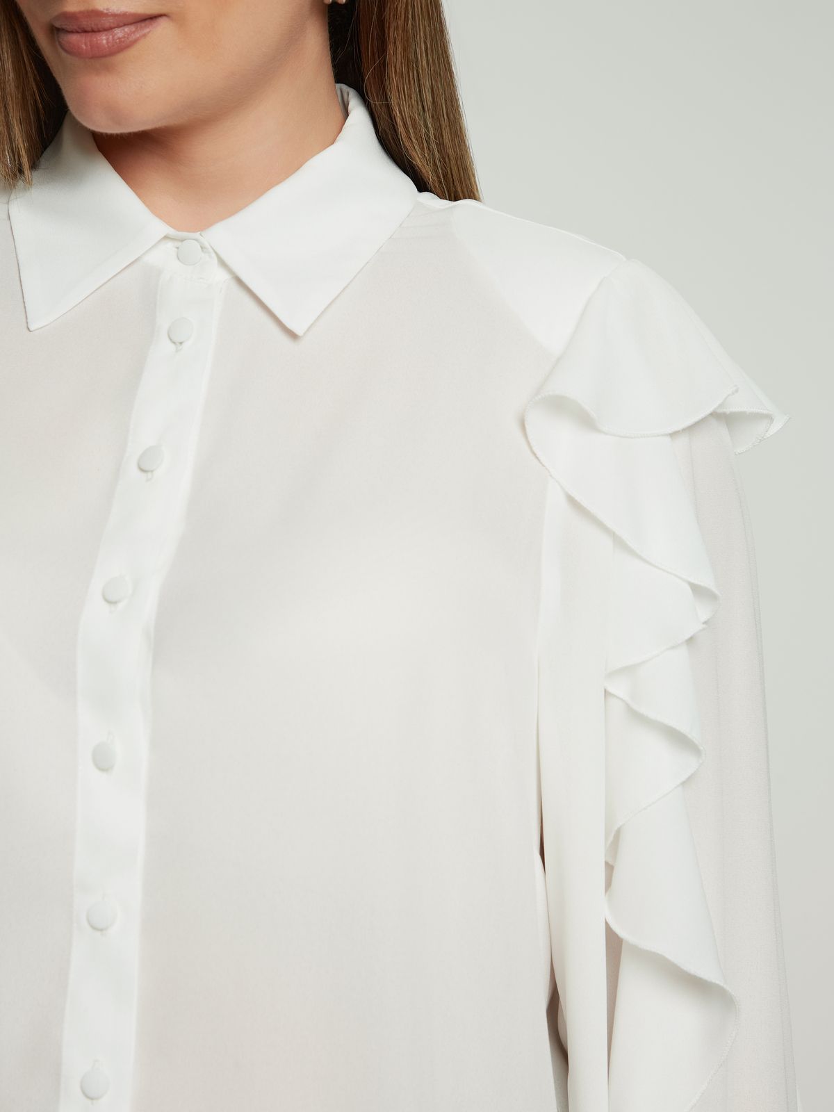 Crepe ruffle-detailed shirt