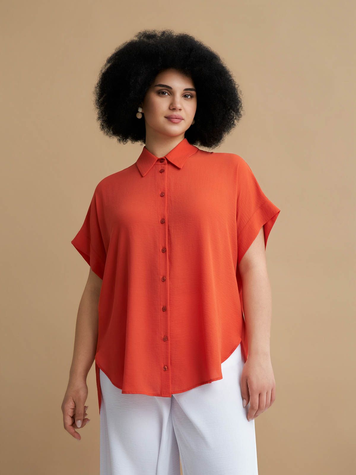 Crepe short-sleeve shirt