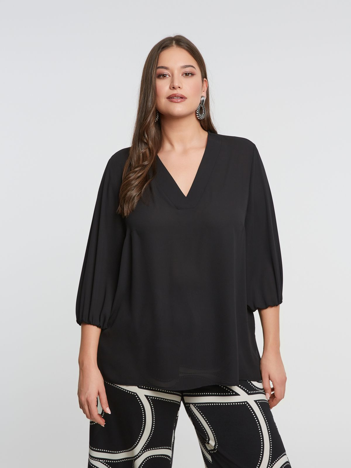 Crepe V-neck blouse