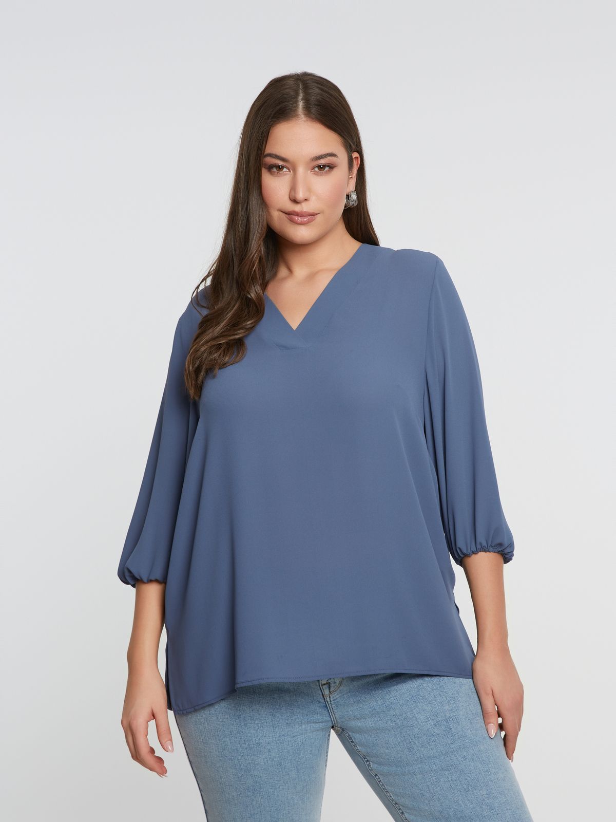 Crepe V-neck blouse