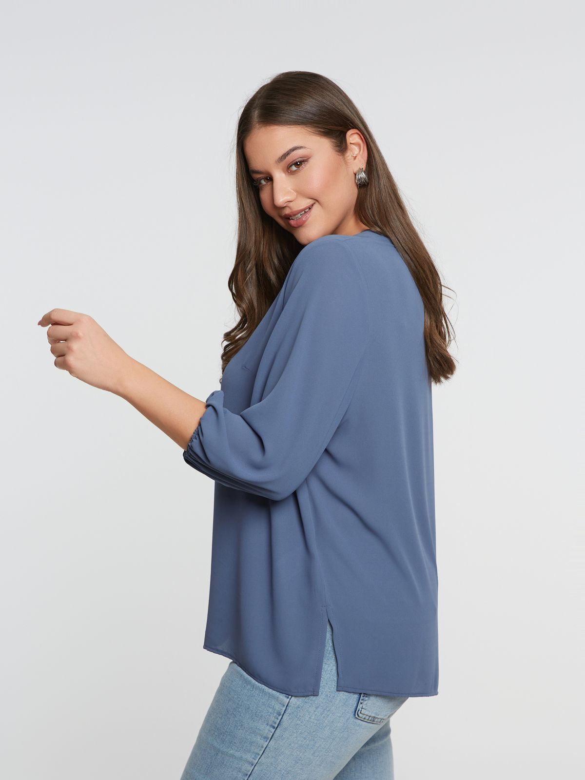 Crepe V-neck blouse