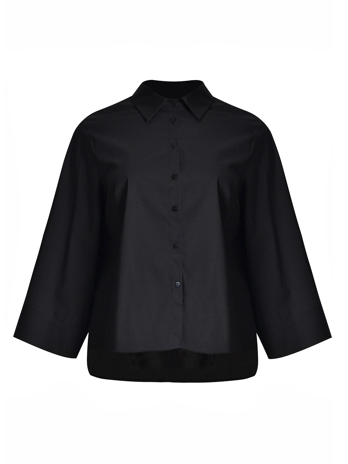 Cropped cotton shirt with wide sleeves