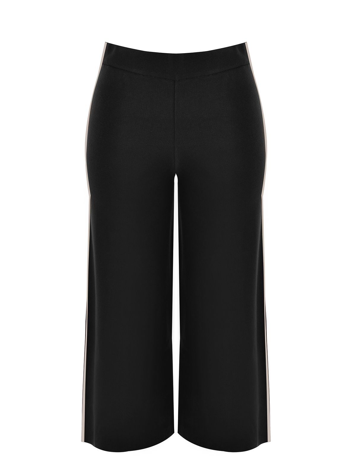 Mat Fashion Cropped knit trousers with contrast details Black
