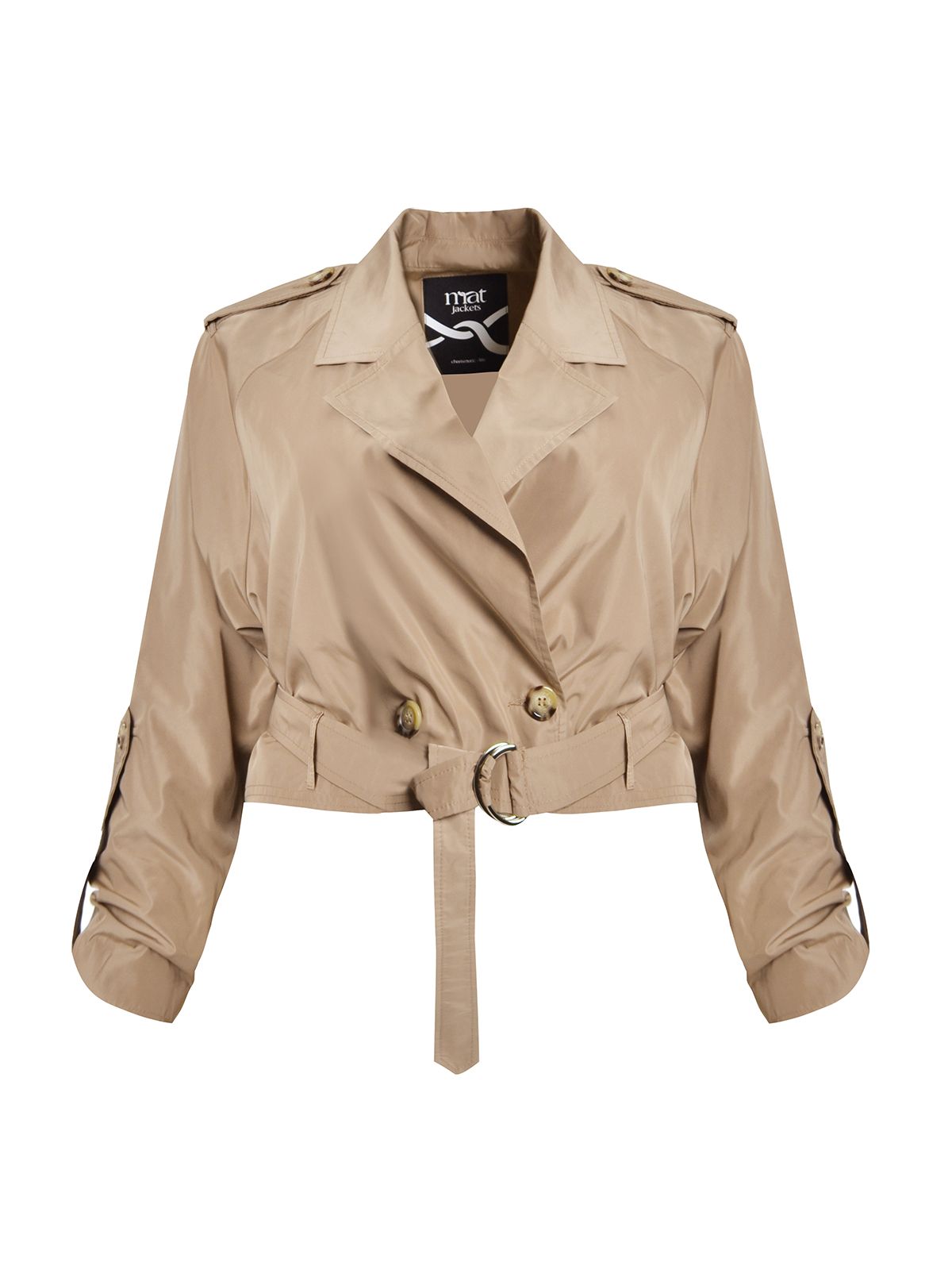 Cropped taffeta trench jacket with belt