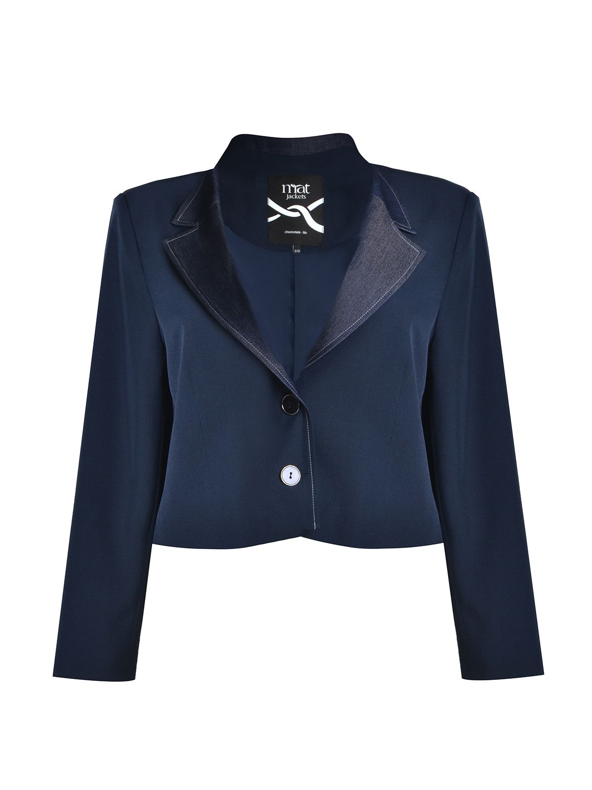 Cropped tailored blazer with contrast lapel