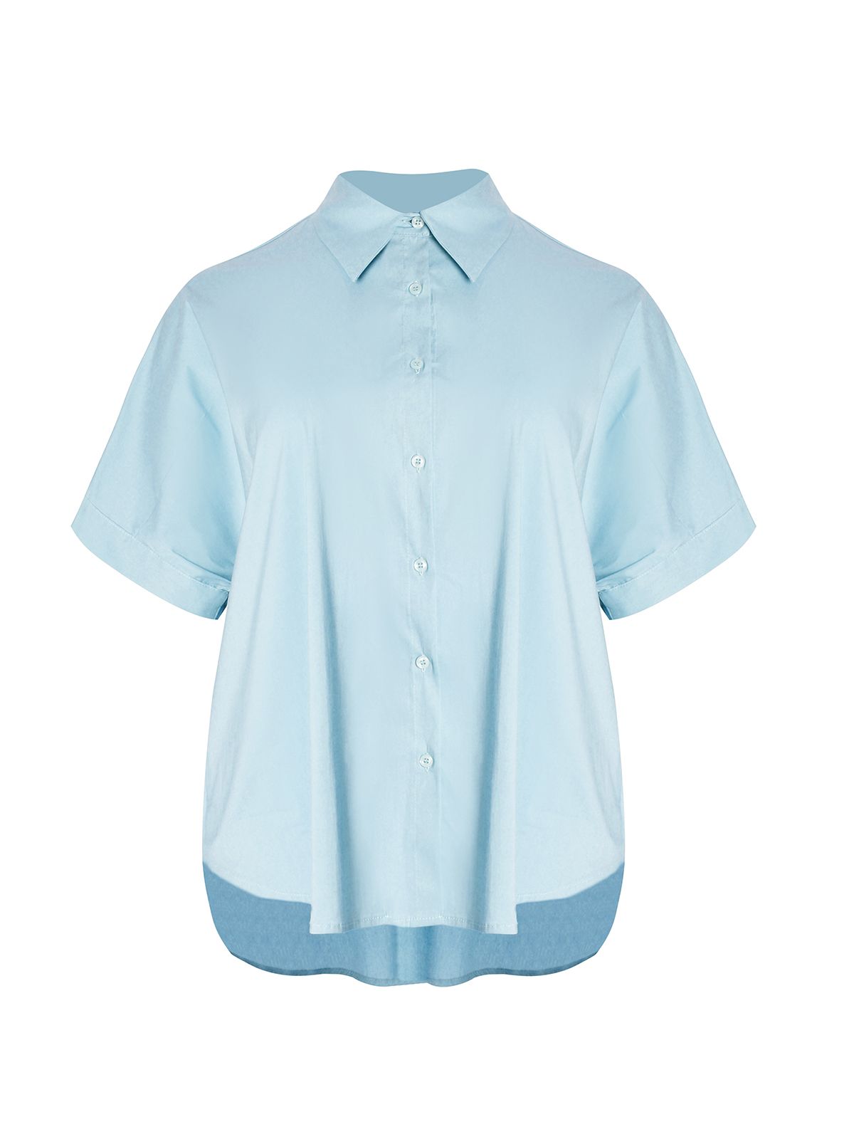 Curved hem poplin shirt