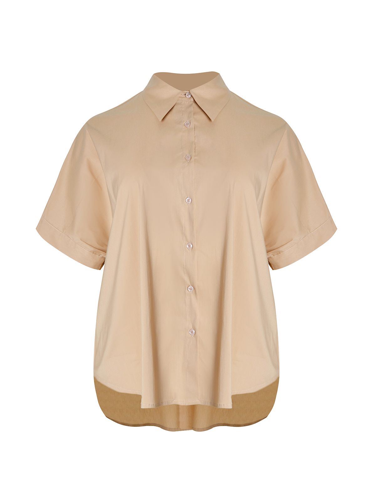 Curved hem poplin shirt