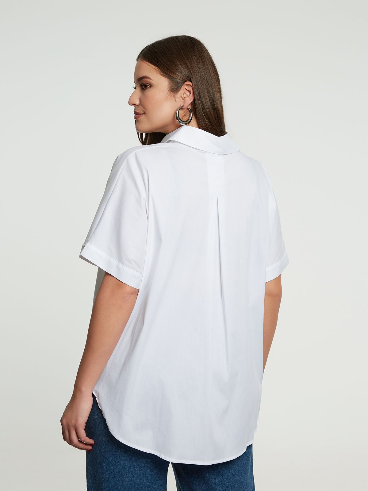Curved hem poplin shirt