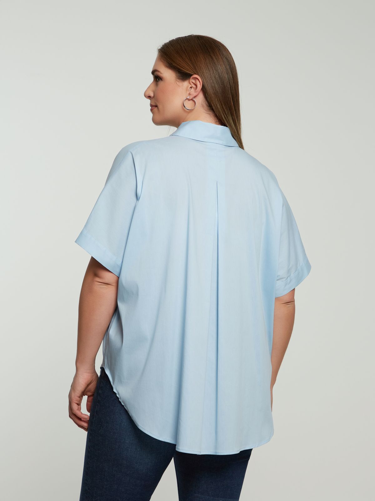 Curved hem poplin shirt