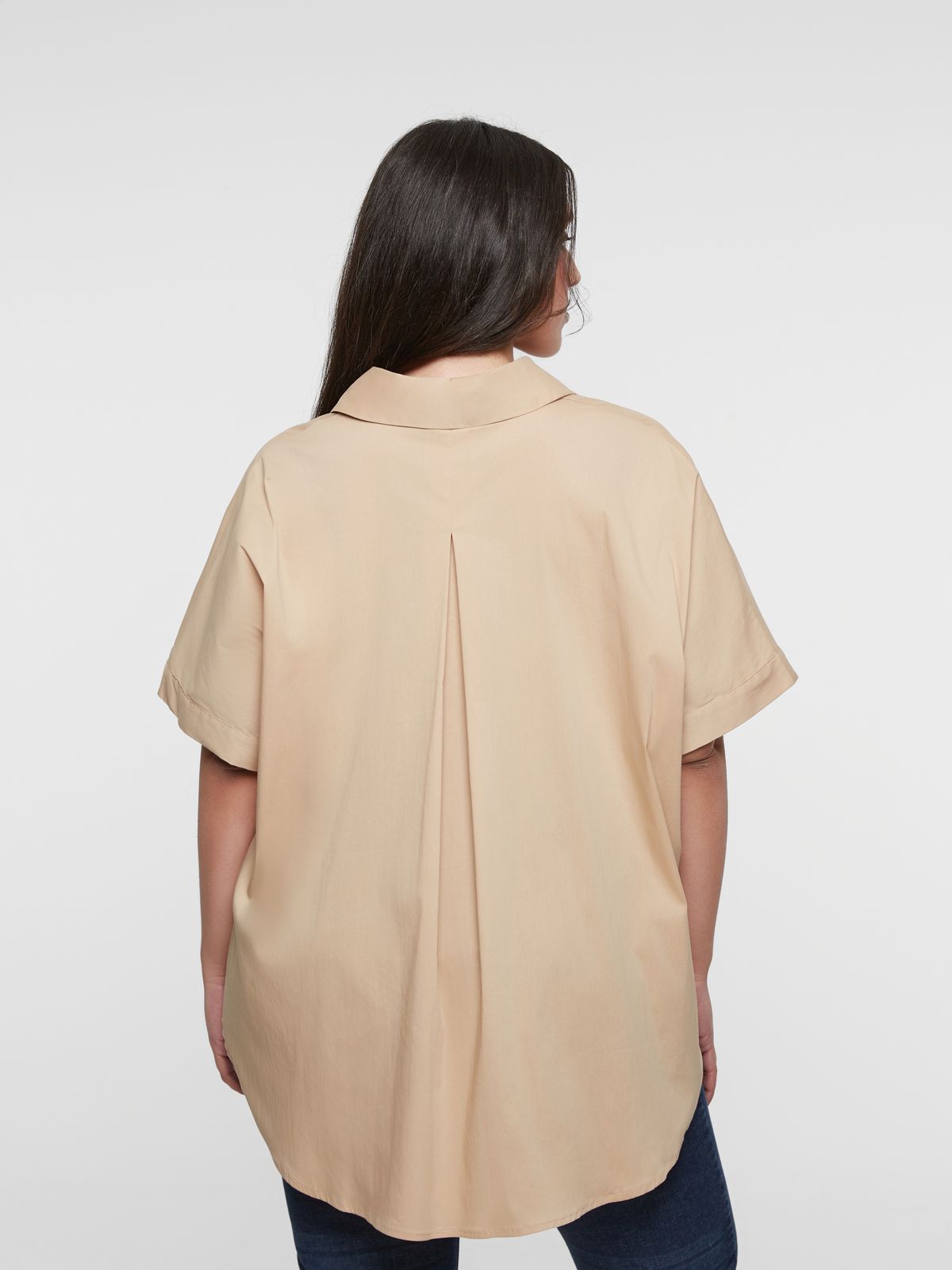 Curved hem poplin shirt