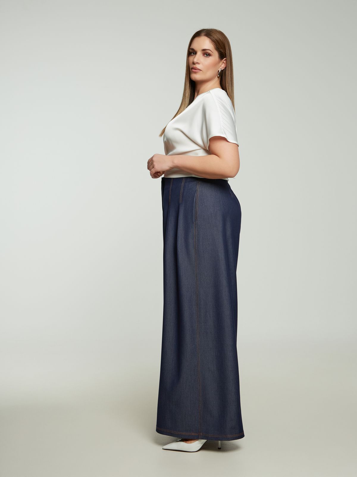 Denim palazzo pants