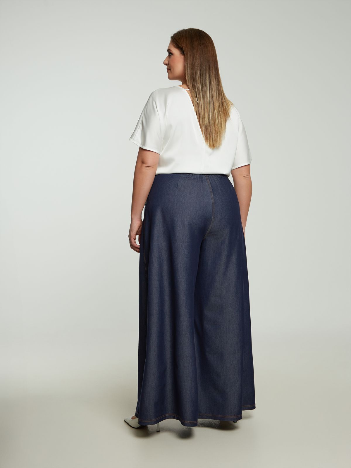 Denim palazzo pants