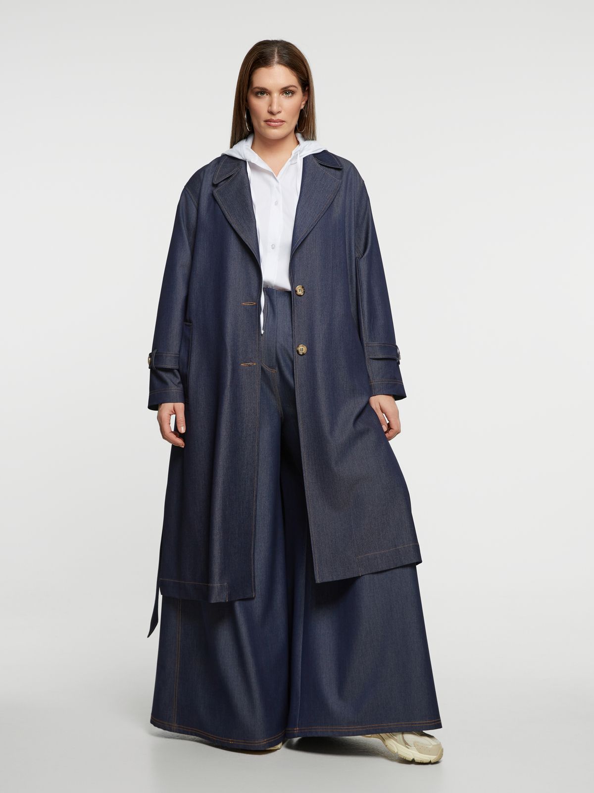 Denim trench coat