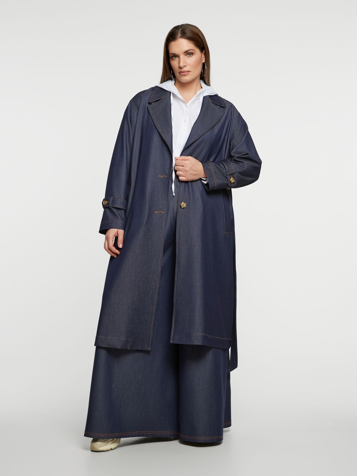 Denim trench coat