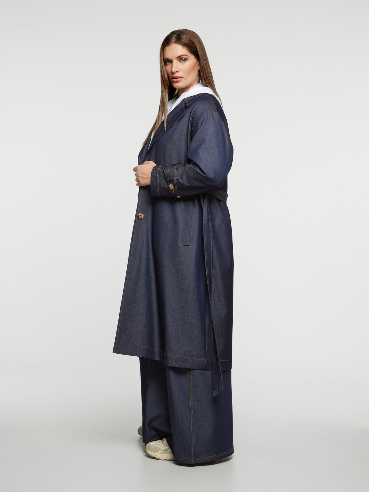 Denim trench coat