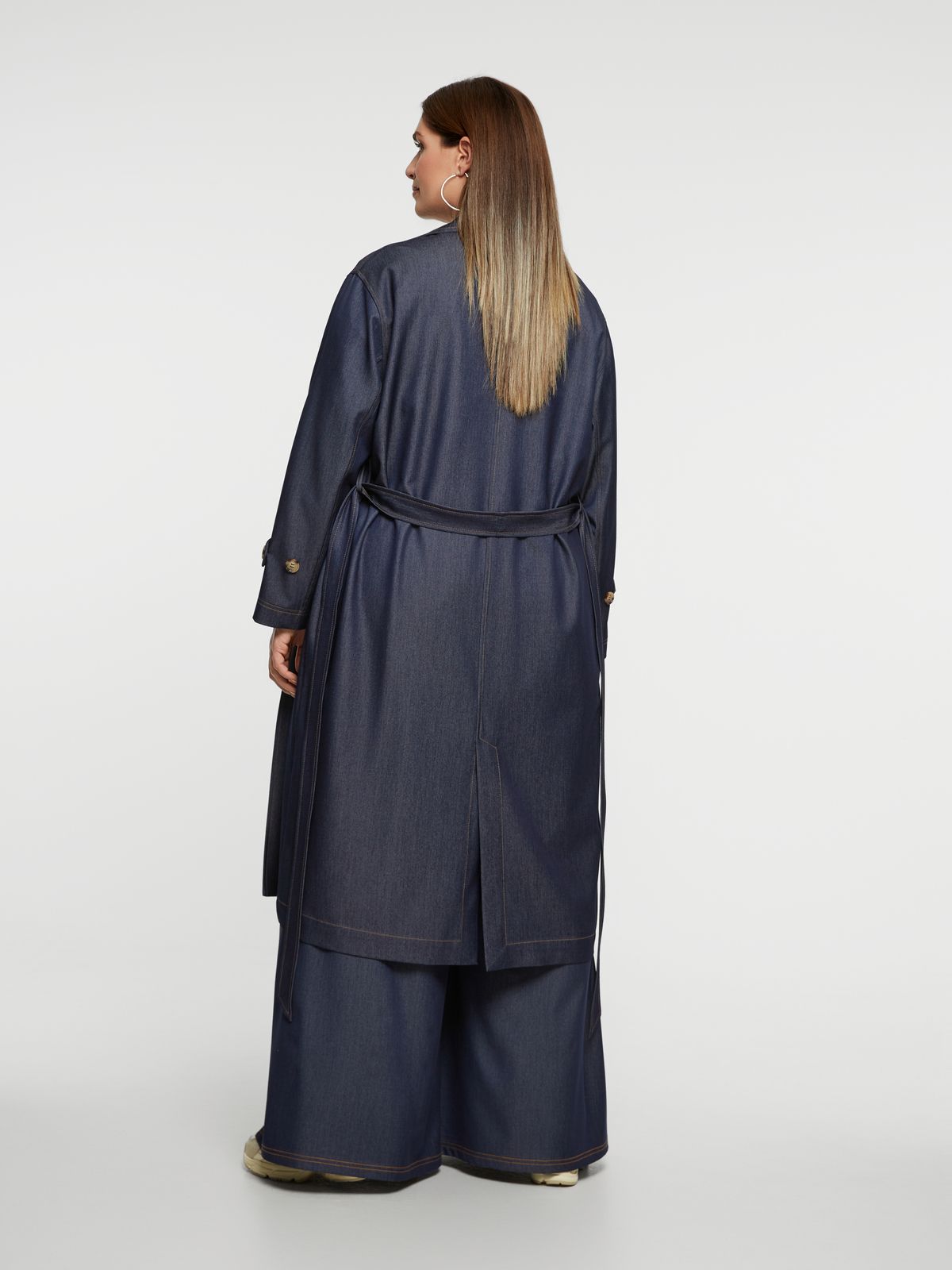 Denim trench coat