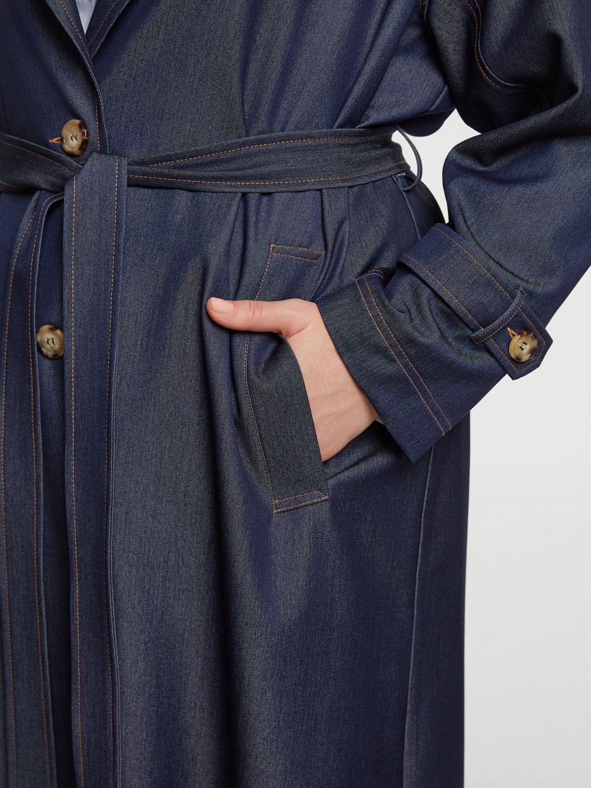 Denim trench coat