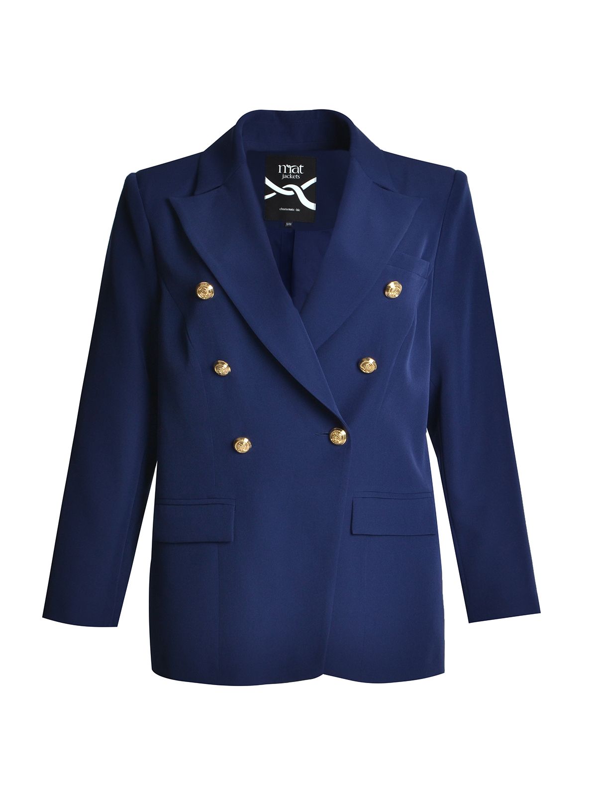 Double-breasted blazer with gold buttons
