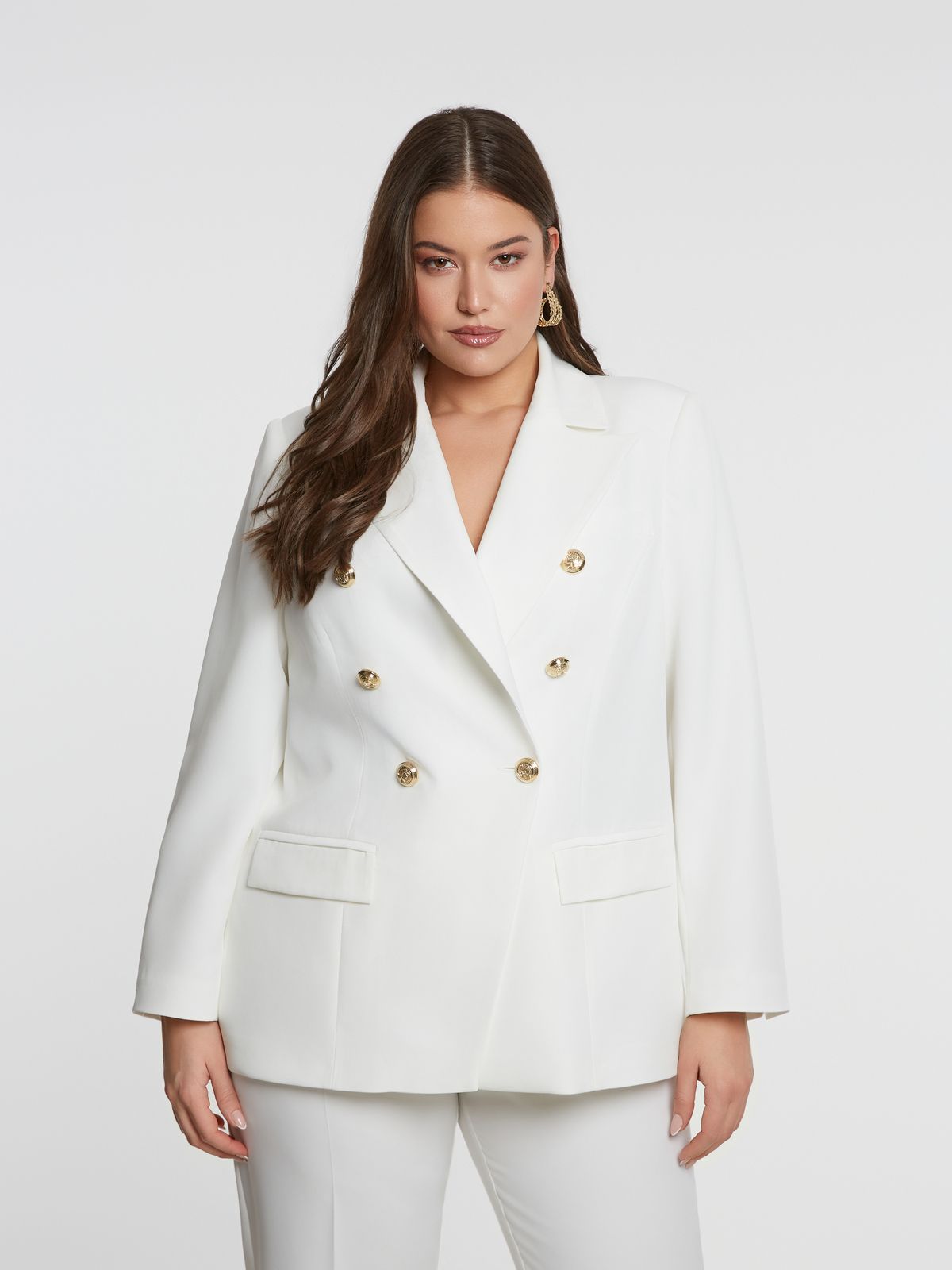 Double-breasted blazer with gold buttons