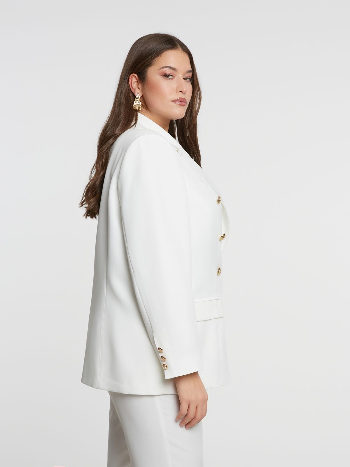 Double-breasted blazer with gold buttons