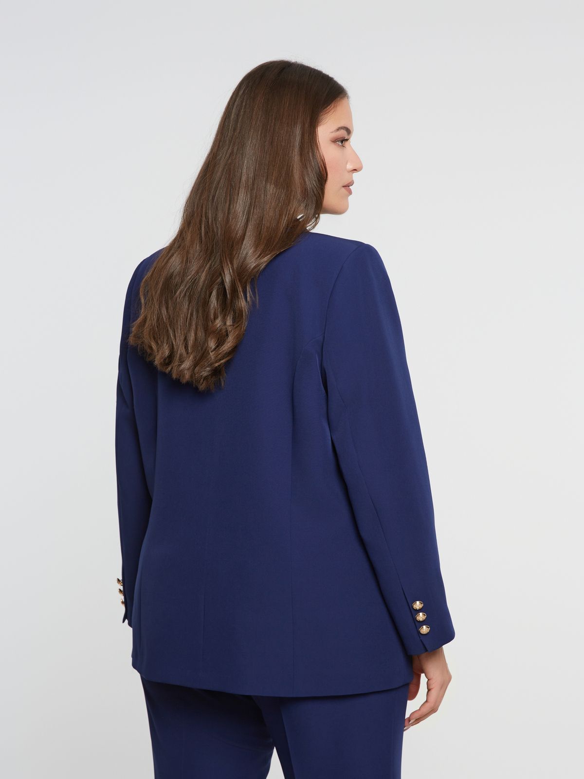 Double-breasted blazer with gold buttons