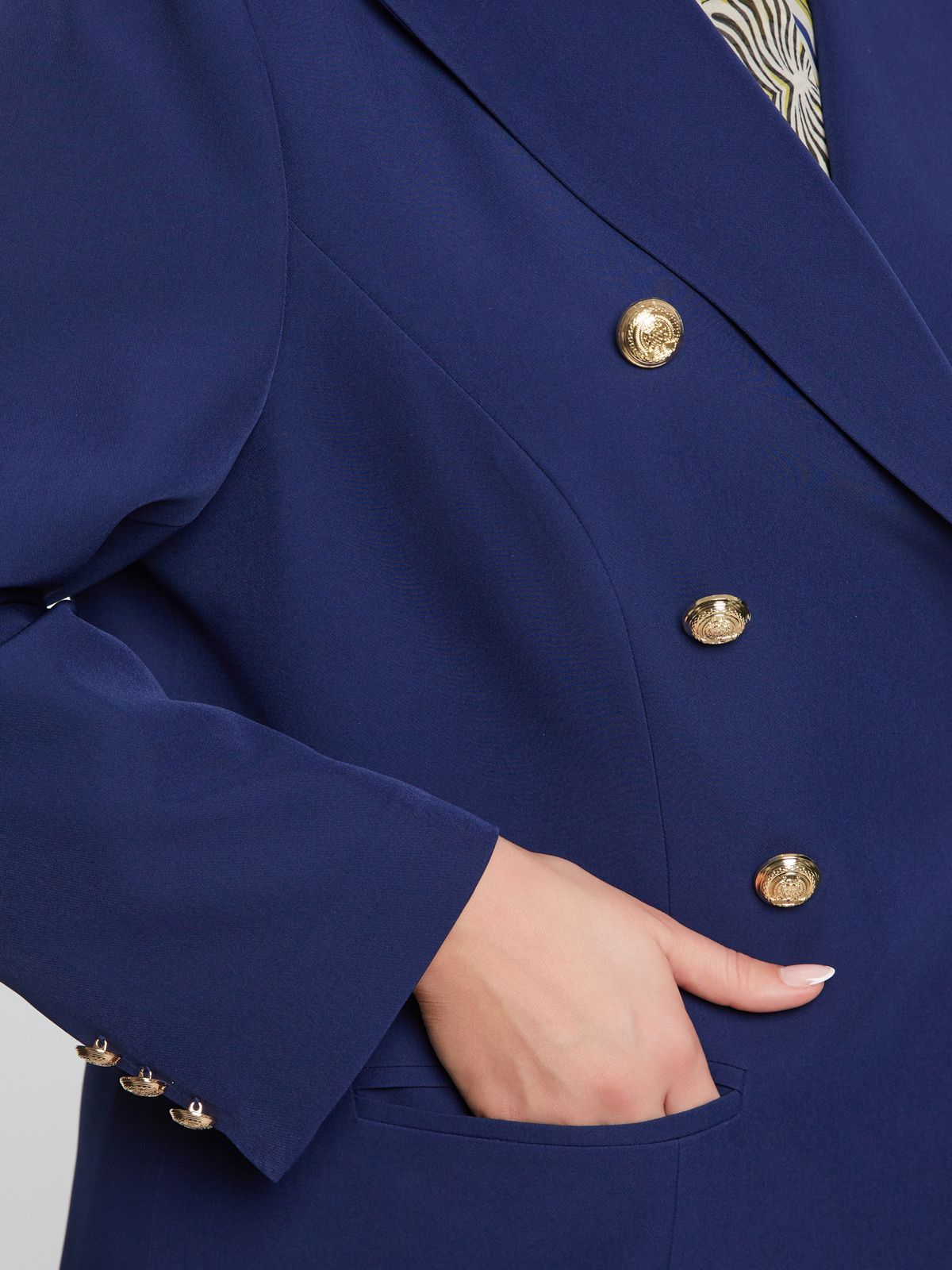 Double-breasted blazer with gold buttons