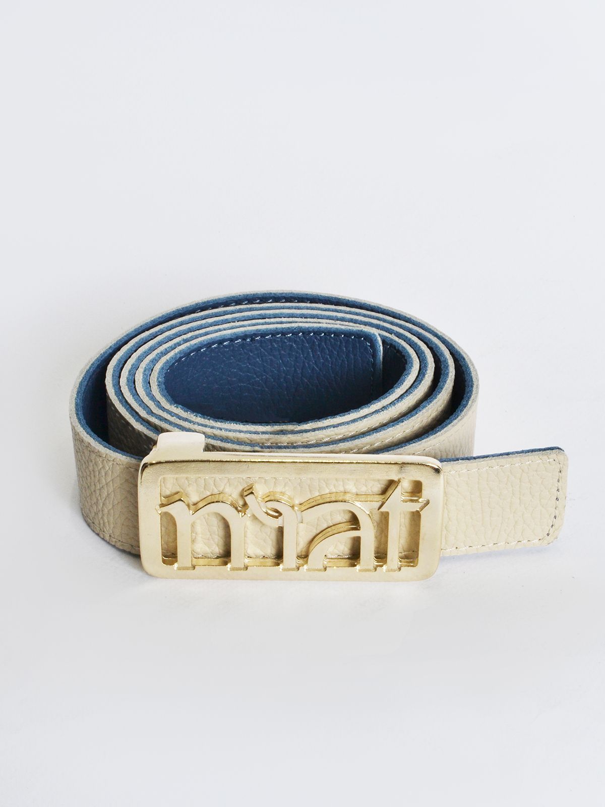 Double faced leather mat buckle belt