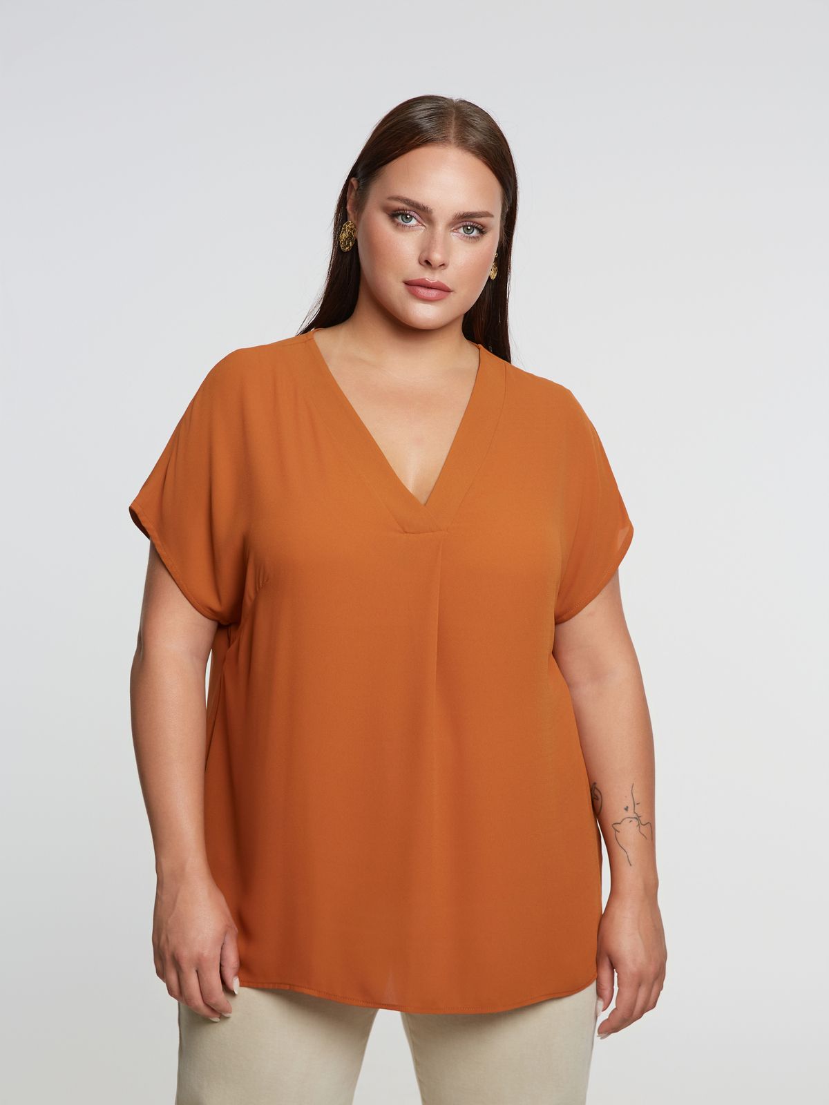 Draped V-neck top