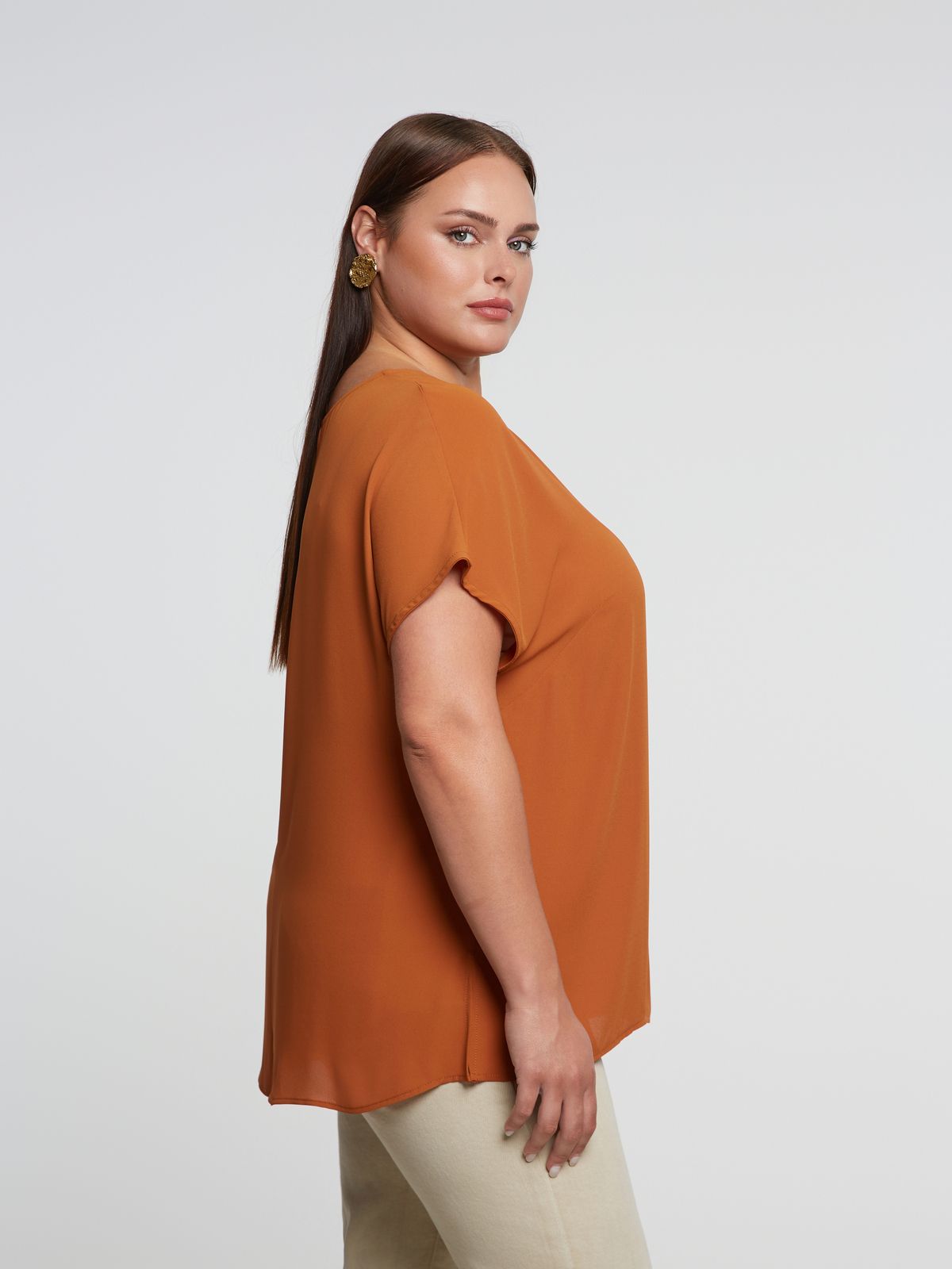 Draped V-neck top