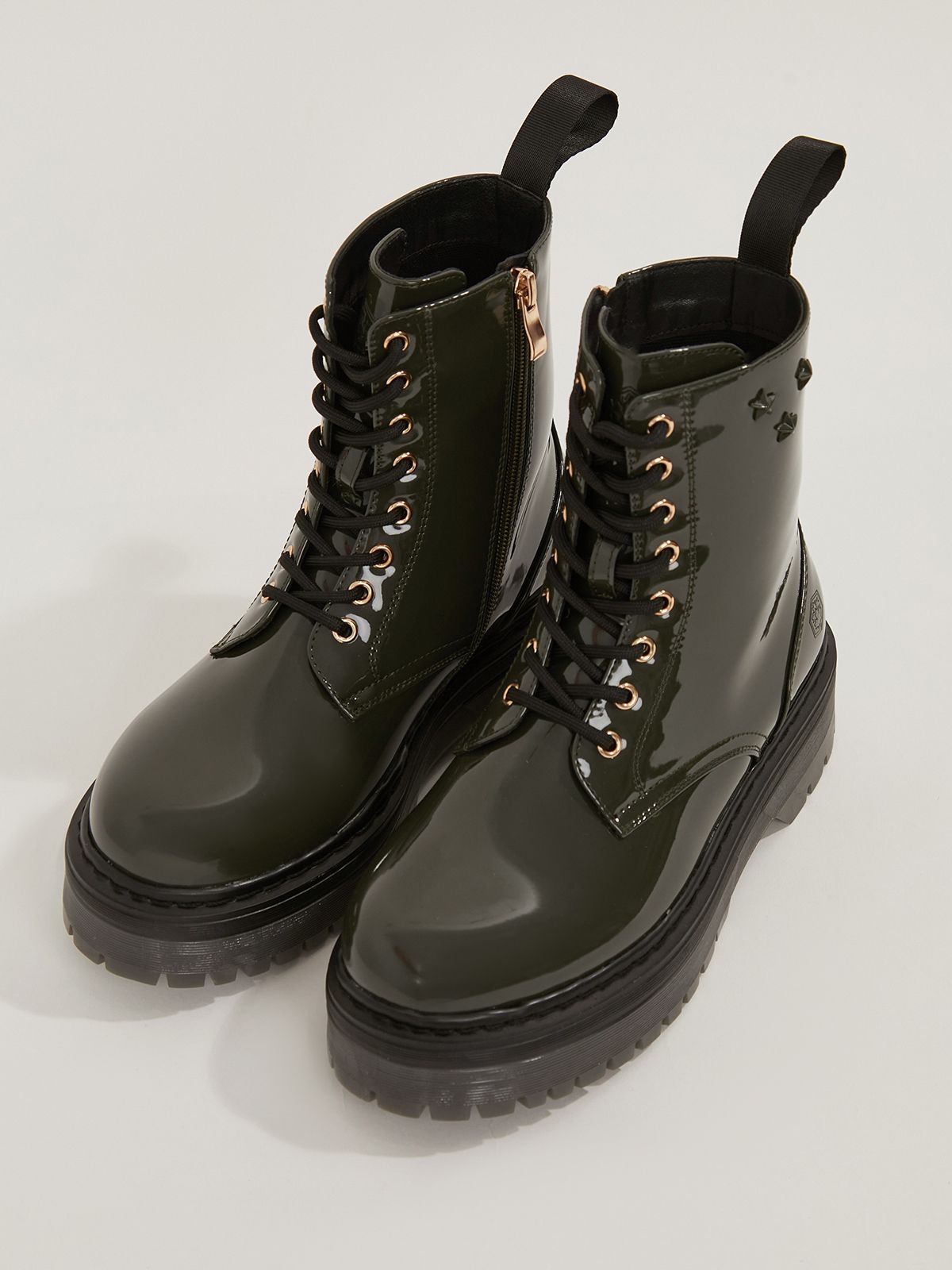 Lumberjack Elyse Kombat Boots Nobesto Patent Πρασινο