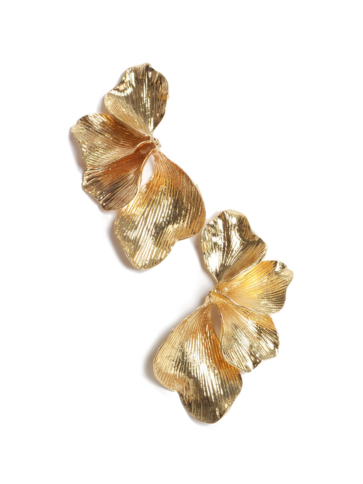 Fan-shaped embossed earrings