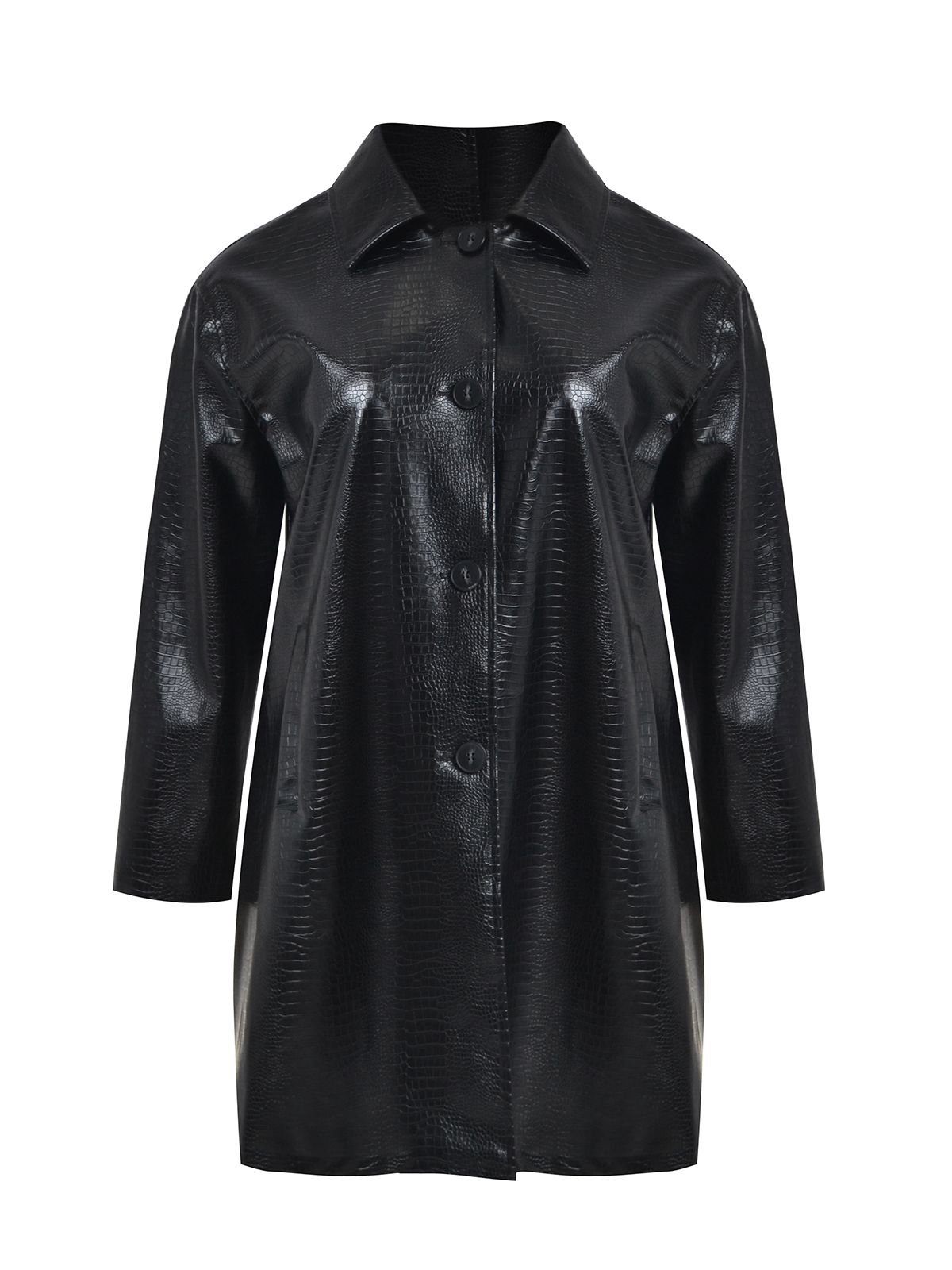 Mat Fashion Faux leather croc-effect coat Black