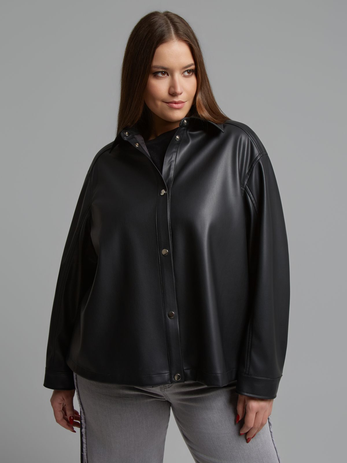 Faux leather overshirt