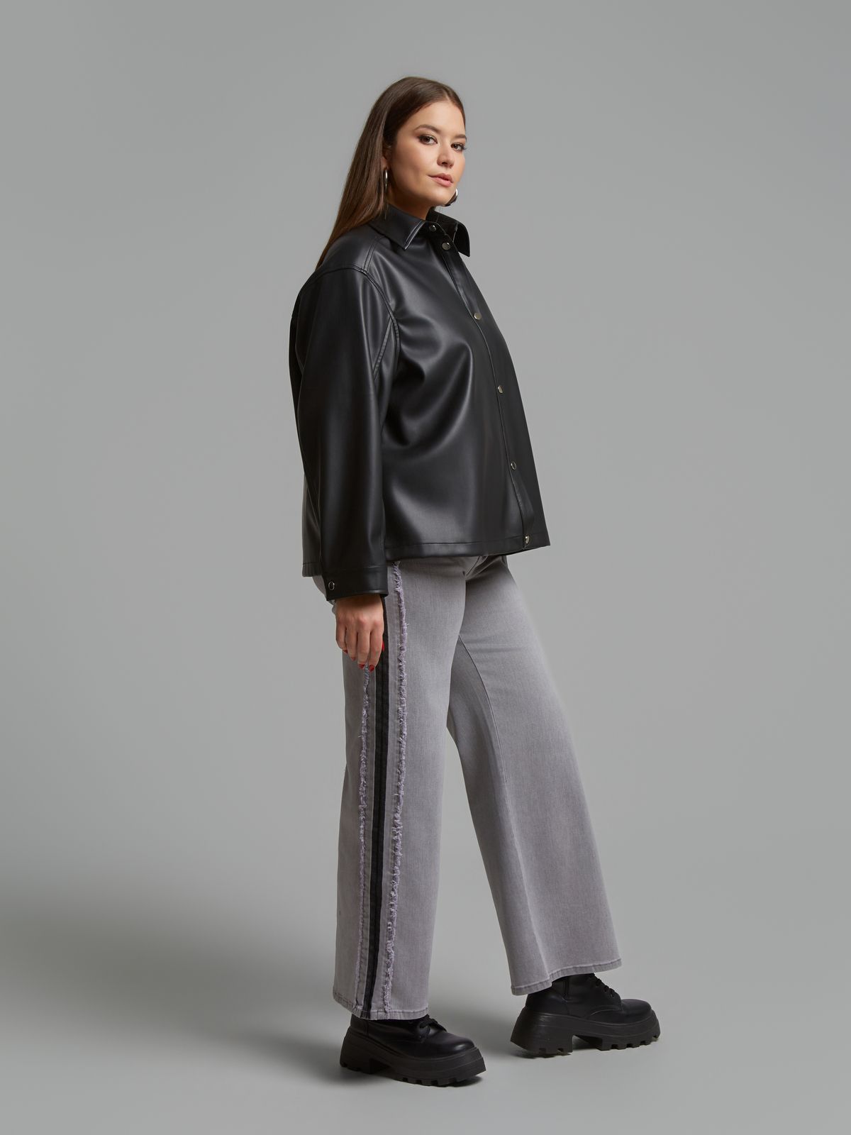 Faux leather overshirt