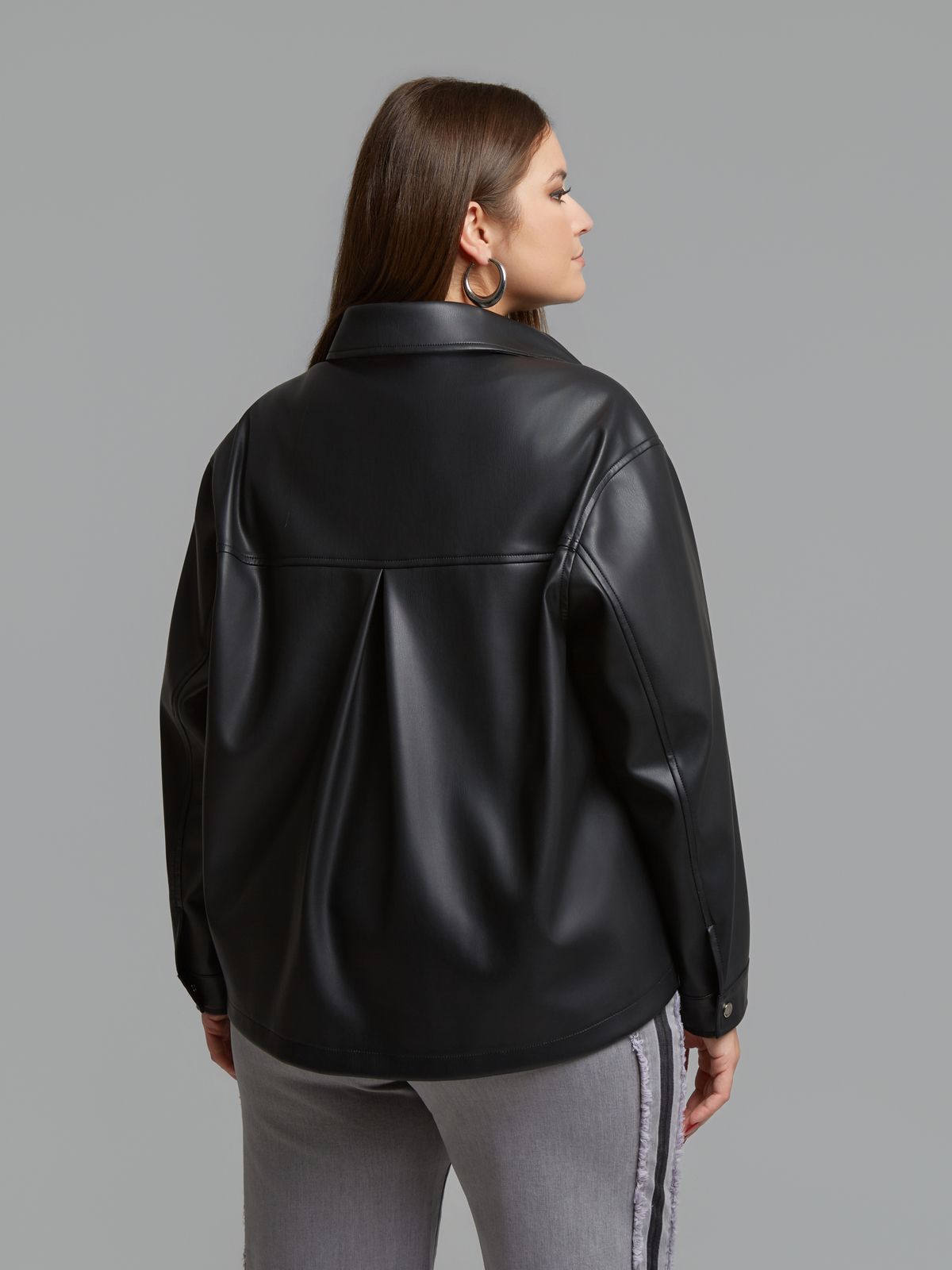 Faux leather overshirt
